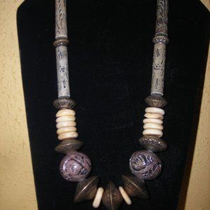 Asian necklace, unique components, screw closure